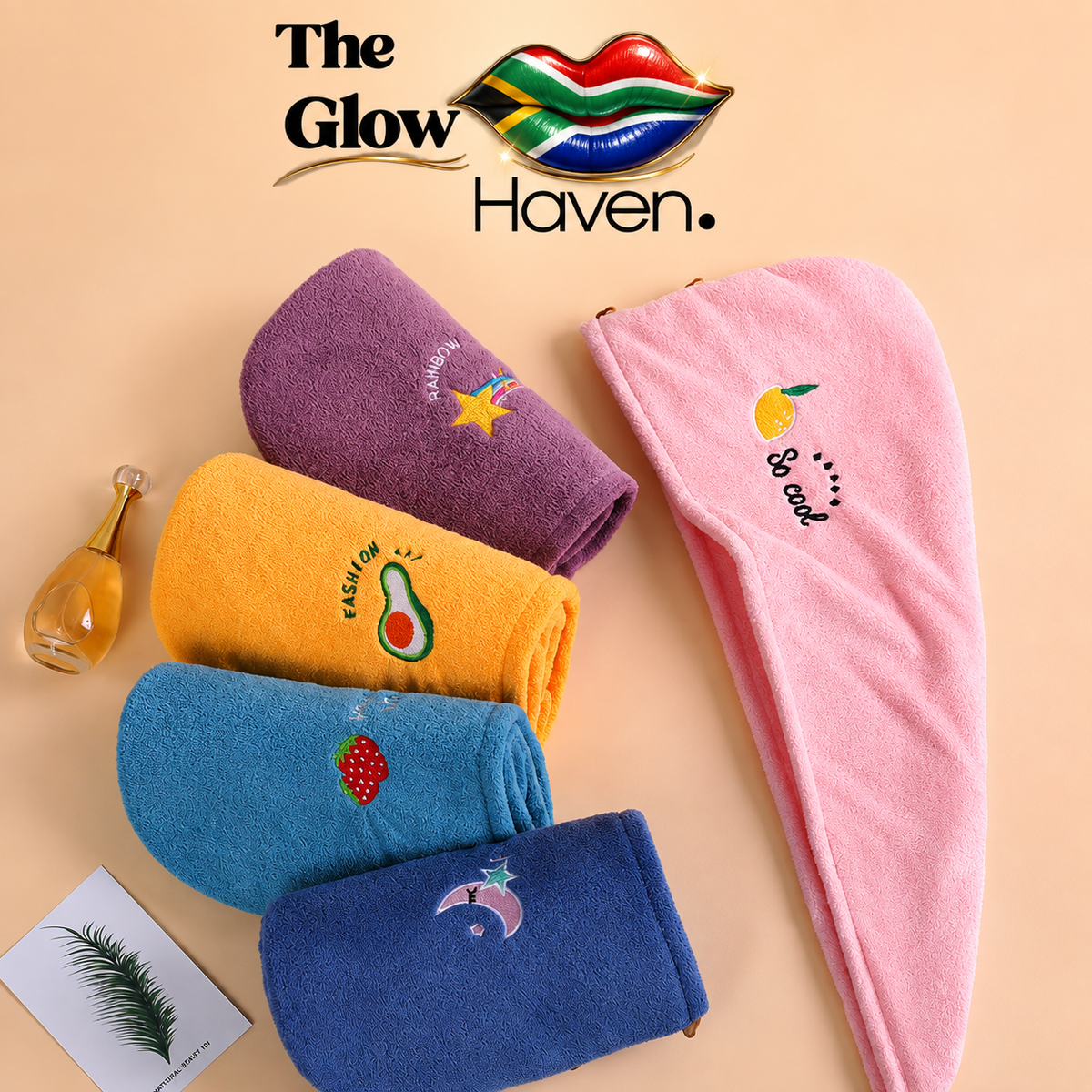 5pcs Embroidered Fruit Dry Hair Towel.