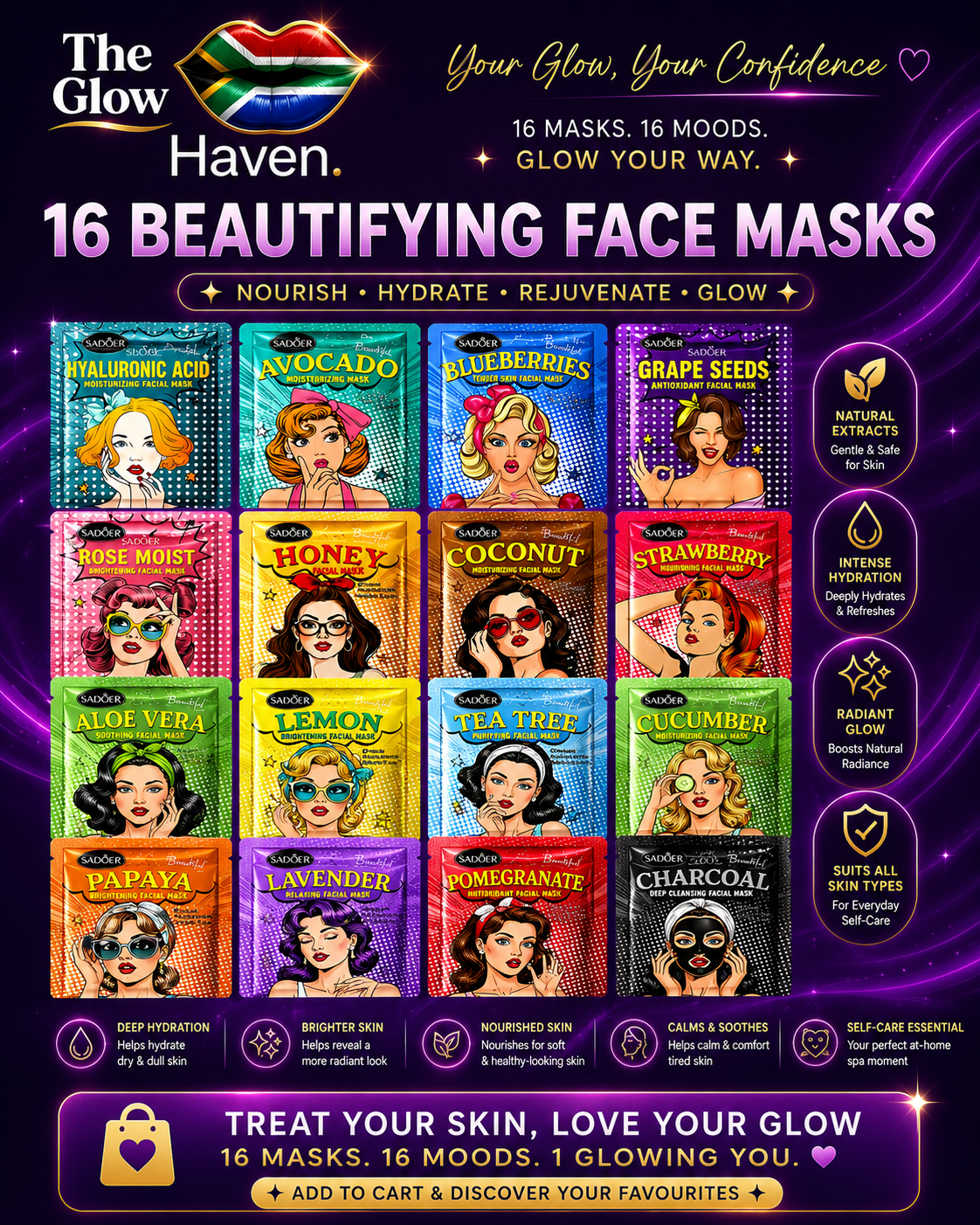 16PC Beautiful Facial Mask.