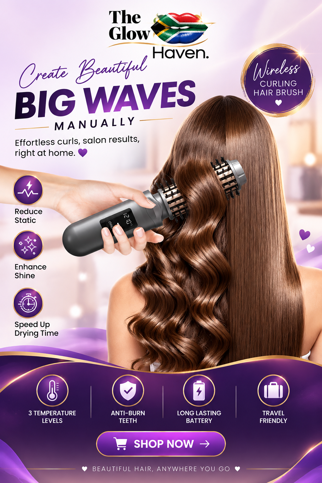 Wireless Curling Hair Brush.