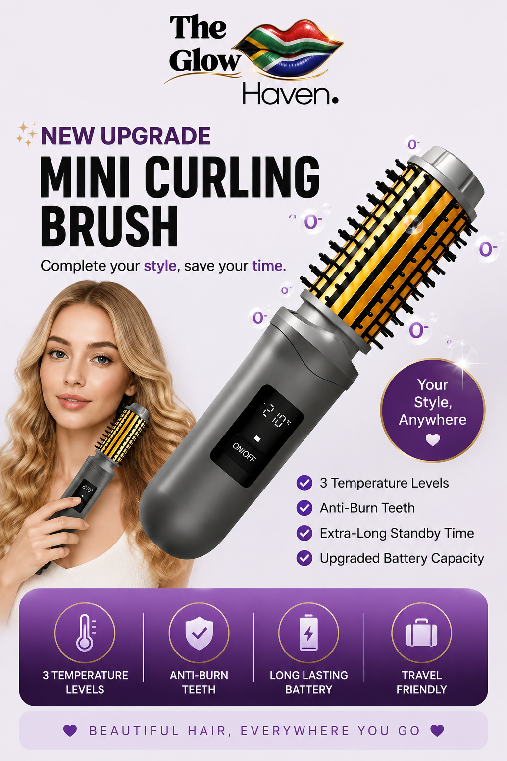 Wireless Curling Hair Brush.